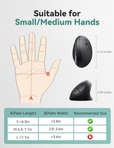 TECKNET Ergonomic Mouse, 4800 DPI 5 Adjustable DPI Levels, Wireless Vertical Mouse, 6 Buttons, 2.4G Silent Mouse for Laptop, PC, Chromebook, Mac - Black - color: Black