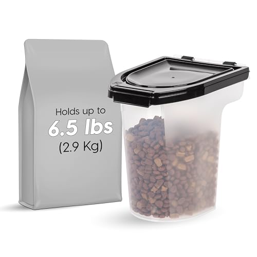 IRIS USA Dog Food Storage Container, Up to 6.5 lbs, Black, Made in USA | Airtight Seal, BPA-Free, Best for Bird Seed, Cat food, Cat Litter, Chicken Feed