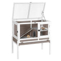 Aivituvin Wooden Guinea Pig Cages Indoor with Removable Stand, Anti Chewing Rabbit Hutch with Ramp and Wire Mesh, 2 Story Small Animals House Habitat with Pull Out Tray (Brown) - color: Brown