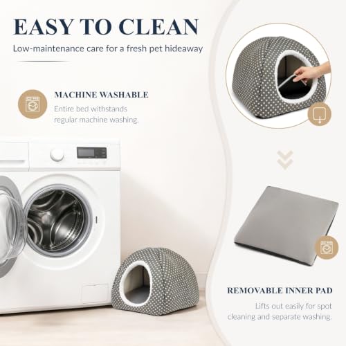 Rabbit Hideout Large Bunny Bed Washable Rabbit House | Fleece Hiding Hut for Indoor Bunnies Guinea Pigs, Small Animal Hideaway - color: Grey