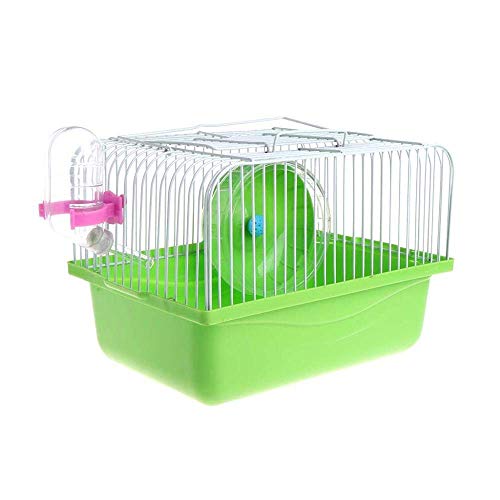 Small Pet Hamster Cage with Running Wheel Water Bottle Food Basin Portable Carrier House Mice Home Habitat for Going Out, Traveling (Green) - color: Green