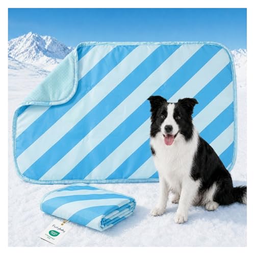 Cooling Mat for Dogs,Stylish Patterns,Self Cooling Indoor Outdoor | Instant Cooling,No Gel,100%Non-Toxic,Claw-Proof,Anti-Slip,Washable,for dog creat,dog bed,Blue L - color: Blue, size: 35"x28"(Large)