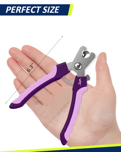 Dog Nail Clippers U10.1, Dog Nail Trimmer Large Breed with Quick Sensor, Razor Sharp Blade Professional Pet Nail Clipper with Safety Guard and Nail File, Purple - color: #08 Purple