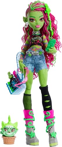 Monster High Venus McFlytrap Doll with Plant Monster Pet Cat Chewlian and Accessories Like Backpack, Notebook, Snacks and More - style: Venus Mcflytrap