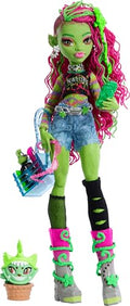 Monster High Venus McFlytrap Doll with Plant Monster Pet Cat Chewlian and Accessories Like Backpack, Notebook, Snacks and More - style: Venus Mcflytrap