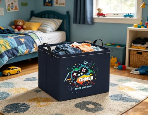 Rectangular Baby Kids Storage Basket for Home Kitchen Girls Cute Toy Storage Bin Organizer Shelf Book Room Decor(Game) - color: Game
