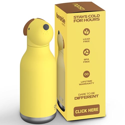 asobu Bestie Water Bottle, Cute Collectible Character, Leak Proof, BPA Free | 16 oz, Stays Cold 24 Hours, Double Wall Vacuum Insulation, Food Grade Stainless Steel, Spill Resistant, Great Gift Idea - color: Dog bottle