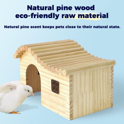 Hamster Wood Hideout Hut with Window Small Animal Wooden House for Rat Dwarf Hamster (Small) - size: Small