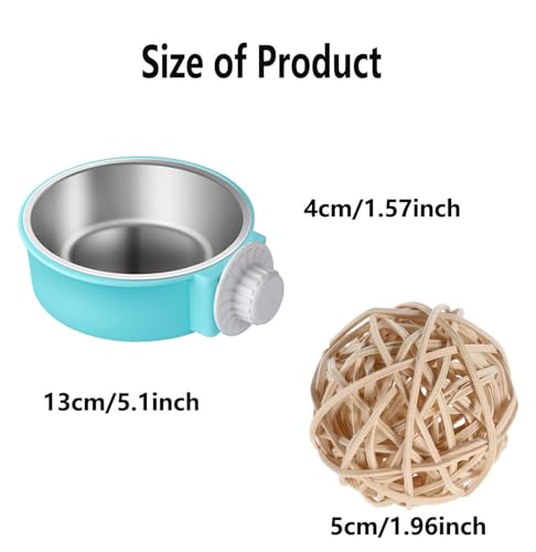 Rabbit Food Bowl Set Cage Bowl Hanging Big Bunny Food Dish | 2 Pieces Stainless Steel Hanging Create Water Food Feeder Bowls for Big Bunny Food Dish - color: 2 PCS