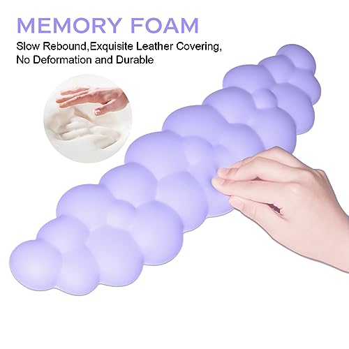 JIKIOU Upgrade Leather Cloud Wrist Rest for Keyboard and Mouse & Cup Pad | Wish Gift-Cute Cloud Shape, Comfortable and don’t Irritate to Skin, Non-Slip PU Base,Soft Memory Foam filled for Pain Relief - color: 04purple