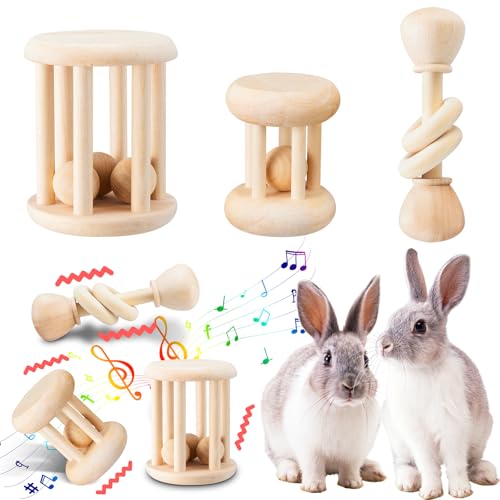 AOWPFVV Wooden Bunny Toys,Safe Rabbit Toys for Guinea Pigs,Small Animals | Teeth Grinding,Enrichment,Boredom Breaker,Chew Toys for Chinchillas,Hamster,Rats Indoor&Outdoor