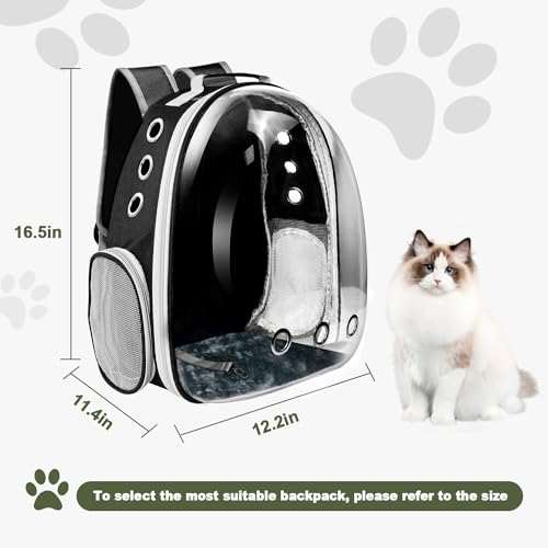 Cat Backpack Carrier, Pet Cat Carrier with Ventilated Design for Carrying Puppy Cats, Pet Carrier Backpack for Traveling/Hiking/Camping/Outdoors Airline Approved Travel Carrier (Black) - color: Black