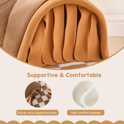 Avont Guinea Pig Tunnel, Small Animal Hideaway Tube Toy | Cozy Plush Tunnel for Guinea Pigs and Small Pets with Non-Slip Bottom and 2-In-1 Design in Large Size Brown - color: Brown, size: Large