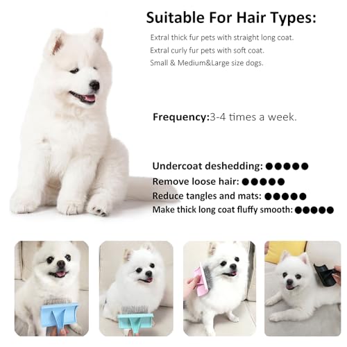 Slicker Dog Brush for Poodles,Doodle Brush,Fluff Shedding Fast. | Long Soft Gentle Pin,Curved Slicker Brush,Grooming Thick Long Curly Haired Dogs Cats,Fluffy Deshedding Reduce Tangles.25mm - color: blue