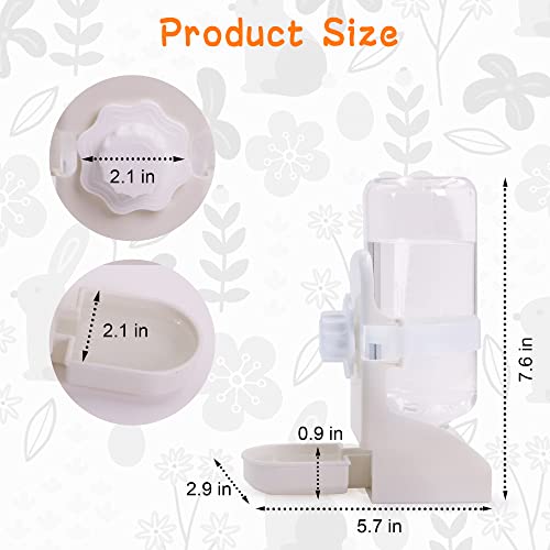 Rabbit Water Bottle Suspension Water Dispenser for Mini Pet Bunny Guinea Pig Chinchilla, 500ml Automatic Water Bottle by Gravity Flow Supply, Prevent Overflow, BPA Free (White)