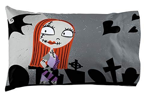Nightmare Before Christmas Jack Sally Kids Pillowcase Reversible, Gray | 20 x 30 Inches, Official Product, Soft Microfiber, Double-Sided, Standard Size, Machine Washable, Kids Gift - color: Gray - Nightmare Before Christmas