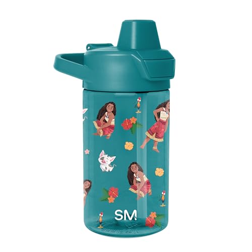 Simple Modern Disney Kids Tritan Plastic Summit Water Bottle | 12 oz BPA-Free Cup with Covered Leak Proof Straw Lid for Girls, Toddlers | Moana Oceana - color: Disney: Moana Oceana, style: Covered Lid | 12oz