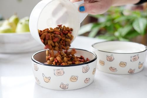 Pearhead Ceramic Cat Bowl, Holds 12 oz, Cute Cat Face Design - color: Blush Cat Faces, size: Single Bowl