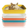 5PCS Small Litter Box, Plastic Kitten Litter Box, 13.9 x 9.8 x 3 Inch Open Litter Box for Small Pet, Easy to Clean (5 Color) - color: 5 Color