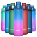 Opard Zip 20oz Plastic Water Bottle Dishwasher Safe, Leakproof Flip-Top Lid, BPA Free Tritan, Wide Mouth Reusable Kids Water Bottle for School Hiking Commuting Outdoor Travel and Gym - color: Sunset Blue Pink, style: 20 oz - Fast Flow