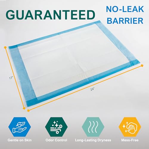MED Pride Disposable Underpads 17x24 in,Super Absorbent,Incontinence,100 Ct