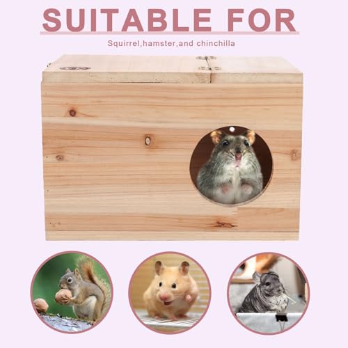 Squirrel Nesting Box, Squirrel Breeding Box Wood House for Chinchilla Hamster Mating and Nesting Box