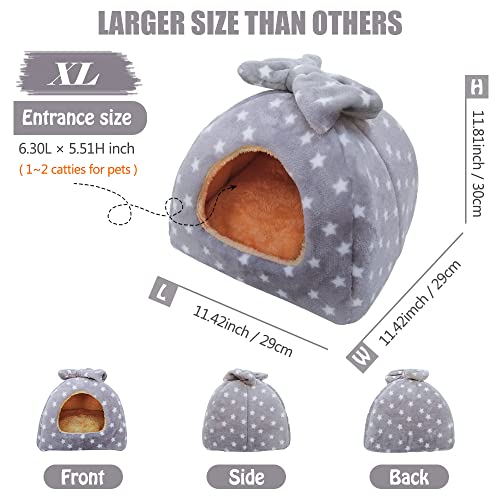 HOMEYA Small Animal Pet Bed, Sleeping House Habitat Nest for Guinea Pig Hamster Hedgehog Rat Chinchilla Hideout Bedding Snuggle Sack Cuddle Cup Cage Accessories with Removable Washable Mat- XL(Grey) - color: Grey