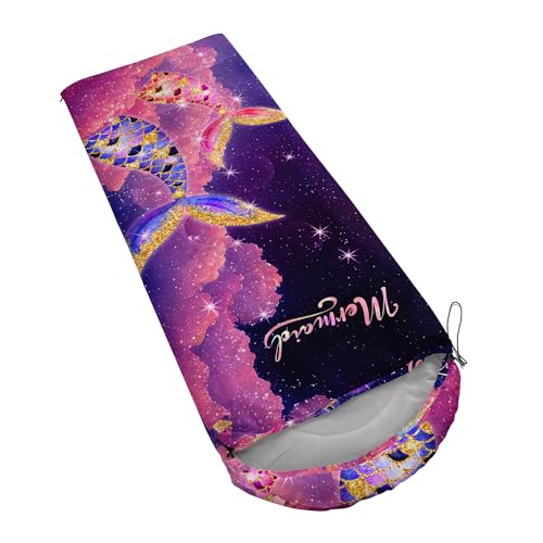 Sleeping Bags for Adults and Kids Backpacking Camping Sleeping Bags for Girls and Boys Lightweight Waterproof Cold/Warm 3-Season - color: Galaxy Mermaid