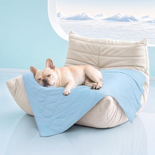 Luciphia Cooling Dog Blanket, Q-MAX>0.5 Pet Throw for Couch, Crate & Bed | Cools on contact—no power needed. Soft, breathable, gentle on sensitive skin; dog & cat cooling throw, Light Blue,29x40 - color: Light Blue, size: 29x40 inches