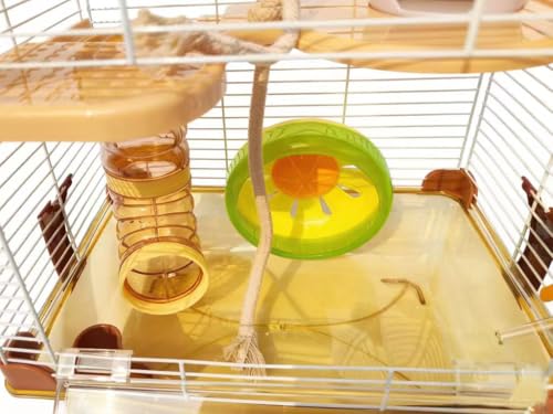 PETZHUBO Hamster Cage Small Animal Cage 3 Layers Transparent Cage Size：10.6"(W) X8.1(L) X18.3 (H) Suitable for Hamsters up to 3.5 inch in Length(Please Note This is Mini cage that for Mini Hamster)