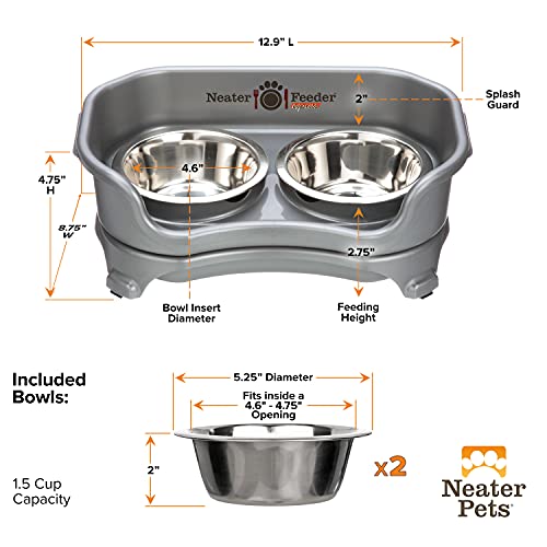 Neater Feeder Express Mess Proof Dog Bowls Elevated for Small Breeds Under 15 Lb, Made in USA, No Spill Raised Dog Food Bowl Stand, Stainless Steel Food and Water Bowl Set, Feeding Station, Grey - color: Gunmetal Grey, size: Small w/ Standard Bowls