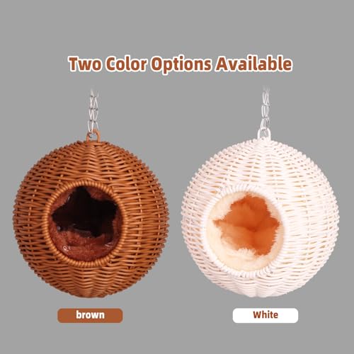 PP Rattan Rat Hammock with Removable Cotton nest, Suitable for Guinea Pigs, Sugar Gliders, Hamsters, Parrots in All Seasons (White) - color: White