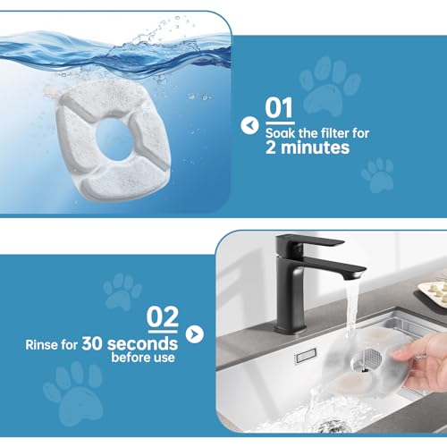 16 Pcs Cat Water Fountain Replacement Filters-8 Pack Cat Fountain Filters with 8 Pack Sponges, Enhanced Compatibility Pet Fountain Filter Fit for 95oz/2.8L 135oz/4L 67oz/2L Pet Drinking Fountain