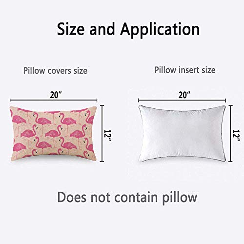 HOSNYE Flamingos Throw Pillow Cover Pink Flamingos Seamless Pattern Linen Fabric for Couch Bed Sofa Car Waist Cushion Cover 12 x 20 inch Pillow Case - color: Throwpillowcoversa107, size: 20" x 12" (Pack of 1)