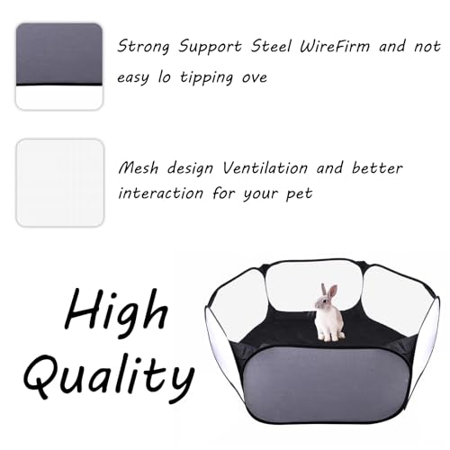 Small Animals Playpen, Portable Pop-up Open Interactive Pet Tent, Indoor Outdoor Fence for Rabbits, Guinea Pig, Hamster, Chinchillas, Kittens, Puppies - color: Black