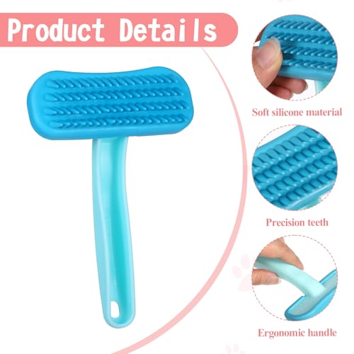 2Pcs Bunny Brush, Rabbit Brush for Shedding Grooming Soft Silicone Small Animal Massage Comb Rabbit Grooming Brushes Kit for Rabbits Guinea Pigs Small Pets Cats Dogs Kittens