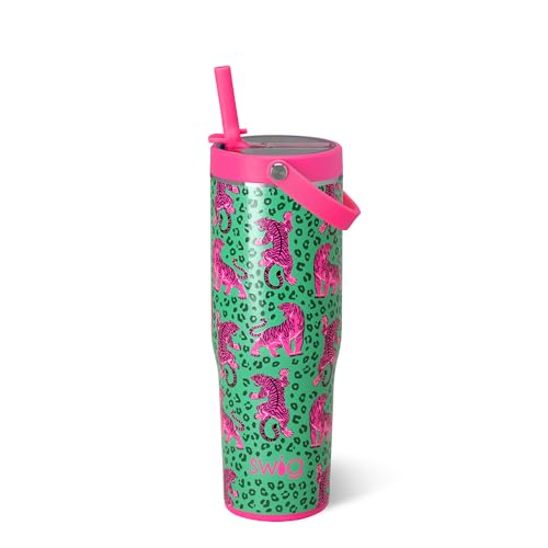 Swig Life 30oz Leak Proof To-Go Tumbler, 30oz Leak Proof Water Bottle with Handle and Straw, Large Insulated Tumblers, Cup Holder Friendly Travel Mug, Reusable Leakproof Water Bottle (Easy Tiger) - color: Easy Tiger