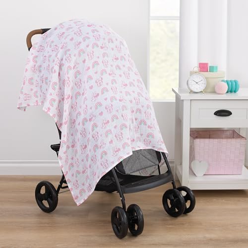 NoJo Disney 3 Piece Muslin Swaddle Set Minnie Mouse Blankets 44x44 Inches, Soft 100% Cotton Muslin Wonderful Baby Gift - color: Minnie Mouse Pink, Aqua, and White