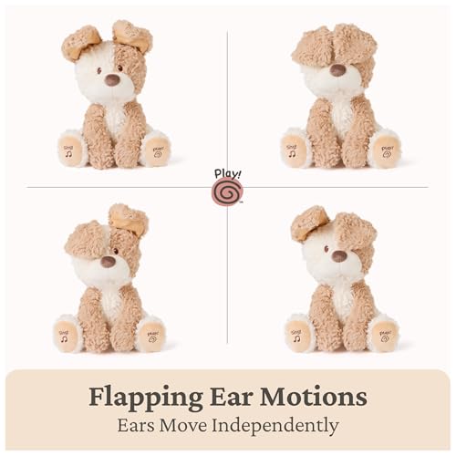 GUND Baby Peeki Puppy 12-Inch Interactive Animated Musical Plush for Babies | Talking Puppy Dog with Movements, Musical Toy Teaches Cause and Effect, Sensory Toy Promotes Self-Soothing and Tactile Play - style: Peeki