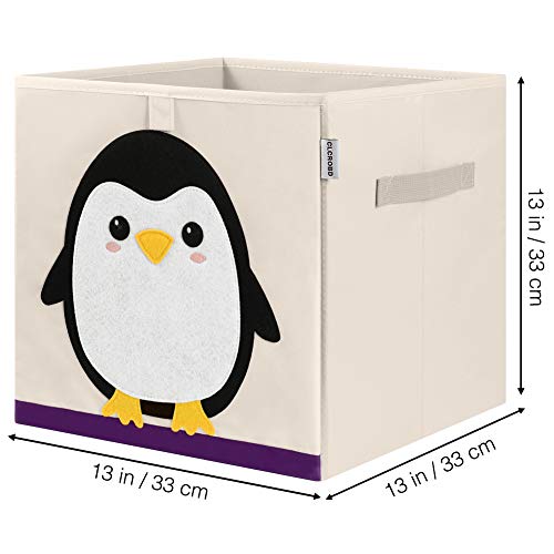 13 Inch Animal Cube Storage Bins, Foldable Fabric Kids Toy Box & Toy Chest | Kids Storage Cubes, Toy Storage Organizer Basket for Toddlers, Boys and Girls, Playroom and Nursery (Penguin) - color: Penguin