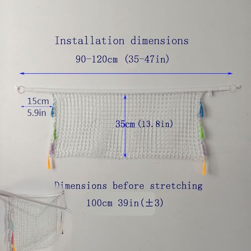 Filled animal net, suitable for flat walls, wall-mounted decorative net bags and storage bags (white). For displaying and storing plush toys and storage mesh bag background wall (1m) - size: 1m
