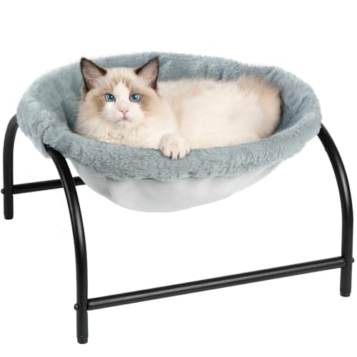 Cat Bed Dog Bed Pet Sleep Hammock 16.9in x 16.9in x 9.5in, Grey+Fur | Cat Supplies Pet Supplies Whole Wash Stable & Breathable Easy Assembly Indoors Outdoors, 16.9 in x 16.9 in x 9.5 in - color: Grey, size: 16.9"L x 16.9"W x 9.5"Th (Teddy Fleece)