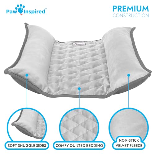 Paw Inspired Snuggle Bunny Bolster Bed, Gray/Light Gray, 17x17 Inch | Reversible Flop Mat, Ultra-Soft Fleece Bedding with Padded Sides for Rabbits, Cats, Dogs, Small Pets and Animals - color: Gray/Light Gray