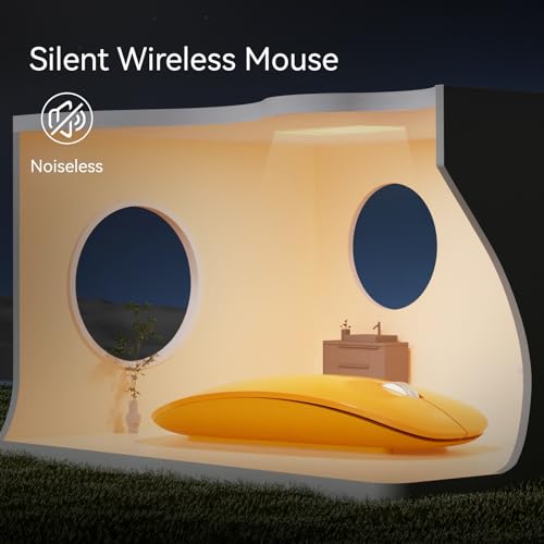 TENMOS M18 Bluetooth Mouse, USB C Rechargeable Wireless Mouse,Silent-Orange | Tri-Mode BT5.1/5.0+2.4G, Quiet Click, Portable, Battery Level Visible, USB Receiver,Type C Adapter, for Laptop/MacBook/iPad - color: orange