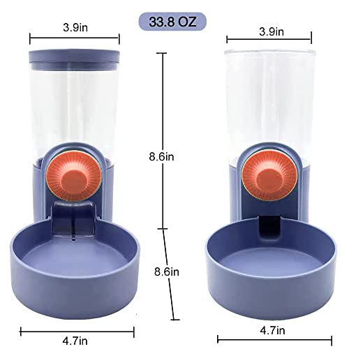 Pet Hanging Automatic Feeders Drinking Bowls 33.8oz, Auto Gravity Pet Feeding Water Set, Cage Pet Feeding Bowls Dispenser for Cats Dogs Puppy, Rabbit Hamsters Chinchilla Hedgehog (Blue-Water) - color: Blue-Water