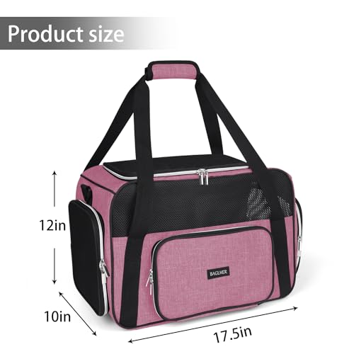 BAGLHER Pet Travel Carrier, Cat Carriers Dog Carrier for Small Medium Cats Dogs Puppies, Airline Approved Small Dog Carrier Soft Sided, Collapsible Puppy Carrier - color: Pink