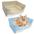 kathson 2PCS Large Rabbit Litter Box Trainer, Potty Corner Toilet with Drawer Bigger Pet Pan for Adult Hamster, Guinea Pig, Ferret, Galesaur, Bunny and Other Animals (Blue,Brown) - size: 2PCS, Brown，Blue