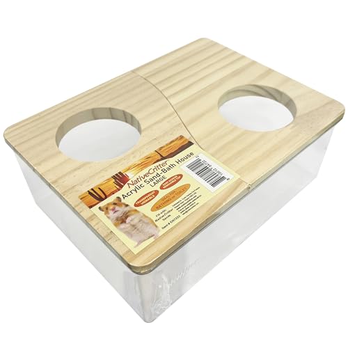 Exotic Nutrition Acrylic Sand Bath House - Fun & Unique Cage Accessory for Hamsters, Gerbils, Chinchillas, and Degus (Large) - size: Large