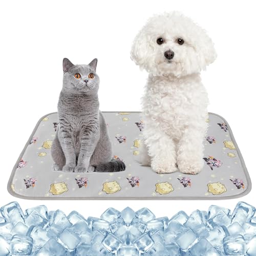 Summer Pet Cooling Mat - Cat Dog Cushion Pad Sleeping Cool Comfortable Soft for Pets Kids and Adults (Grey French Bulldog, M) - color: Grey French Bulldog, size: M: 19.5" x 27.5''