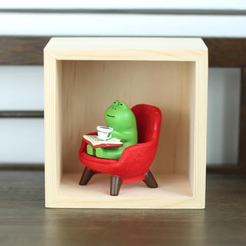 Mevodeata Cute Mini Frog Figurine with Small Sofa Resin Frog Figure for Office Home Decor - Cute Frog Gift for Frog Lovers (Red Sofa) - color: Book Frog-red